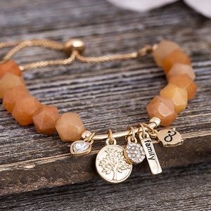 Willowbird FAMILY charm bracelet Aventurine gold